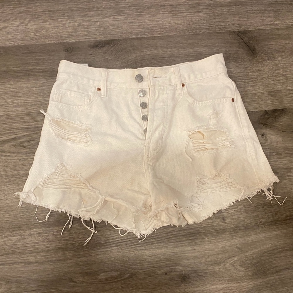 White jean shorts